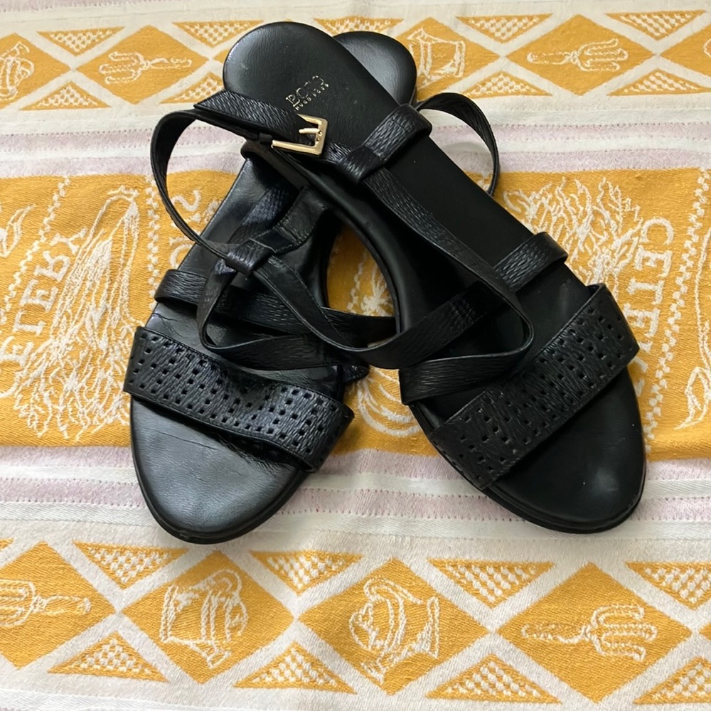 Hugo Boss Black Sandals with Adjustable Ankle Straps